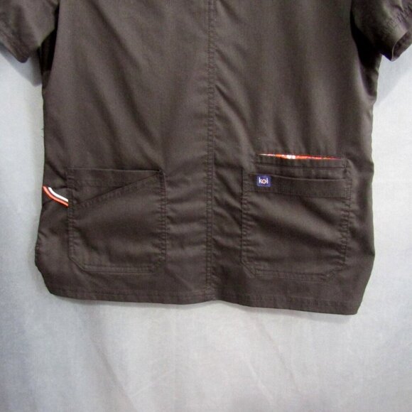 Koi Stretch Black Scrub Top Womens Size M 5 Pocket V Neck Nurse Vet Tech CNA Lab - Picture 3 of 13